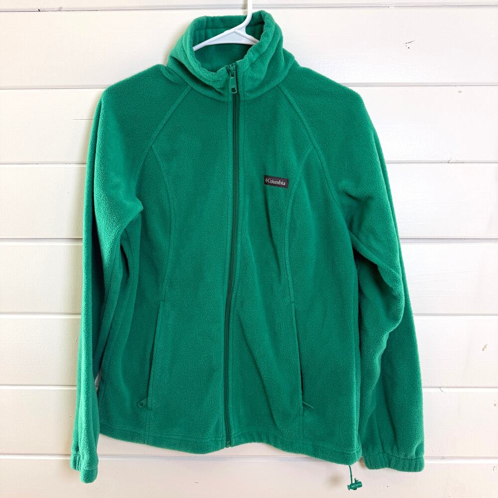 Columbia Full Zip Sweater Womens Medium Green Fleece Outdoor‎ Hiking